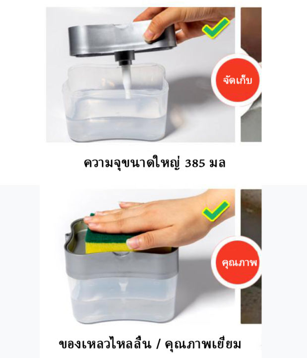 ที่กดน้ำยาล้างจาน-เครื่องกดน้ำยาล้างจาน-กล่องใส่น้ำยาล้างจาน-2in1-แถมฟองน้ำล้างจาน-มีจำนวนจำกัด