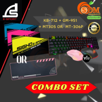 (COMBO SET) SIGNO คีย์บอร์ด KB-712 (1Y) + เม้าส์ GM-951 (2Y) + เม้าส์แพด(เลือกสีได้) *ของแท้*