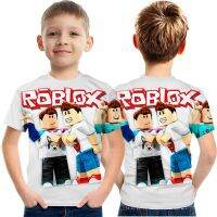 [5-15 Years Old]  ROBLOX Printed Short-Sleeved Spring Summer New Style Children Boys Girls Korean Students Daily T-Shirts Party Casual Breathable Round Neck Tops