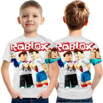 Kids Roblox Print Casual T-shirt Tops Boys Girls Cartoon Summer Crew Neck  Tee Shirts Casual Pullover Tops