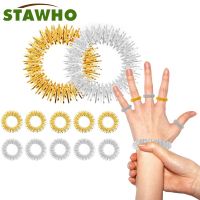 5Pcs Acupressure Massage Rings + 2Pcs Wrist Massage Rings, Chinese Medical Pain Therapy Finger Circulation Massage Ring