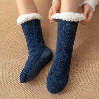 ♦  Autumn Winter Thicken Cashmere Warm Woolen Socks Women Floor Home Bedroom Slippers Non-slip Snow Long Socks Solid Thermal Socks