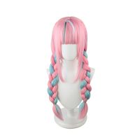 【LZ】♙  Double Ponytail Twist Tranças Peruca Rosa Azul Gradiente Adequado para Atividades do Partido Festivais do Dia das Bruxas Cabelo Comprido Tendência