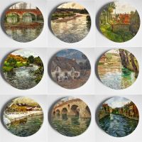 （glistening shop） Frits Thaulow Paniting Plate HighBeautiful Wall Plate HomeRoom Bar Hotel Art Plate Handcrafts