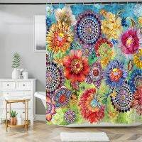 Floral Boho Shower Curtain Colorful Bohemian Exotic Bathroom Decor Beautiful Bright Fabric Cloth Waterproof Polyester Curtains