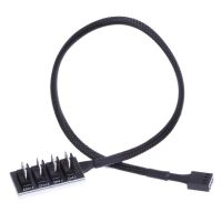 1ถึง5 4พินสำหรับ Molex Tx4 Pwm ซีพียูคูลเลอร์คอมพิวเตอร์เคส Pc พัดลมทำความเย็นอะแดปเตอร์ Hub แบบแยกช่องสายไฟถัก35ซม.