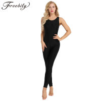 Sleeveless Gymnastics Jumpsuit Footless Women Scoop Neck Stretchy Solid Tank Unitard Yoga Dance Leotard Bodysuit