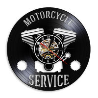 2021Motorcycle Service Business Hanging Sign Workshop Wall Clock Motorbike Repair Vinyl Record Clock Garage Decorative Wall Watch