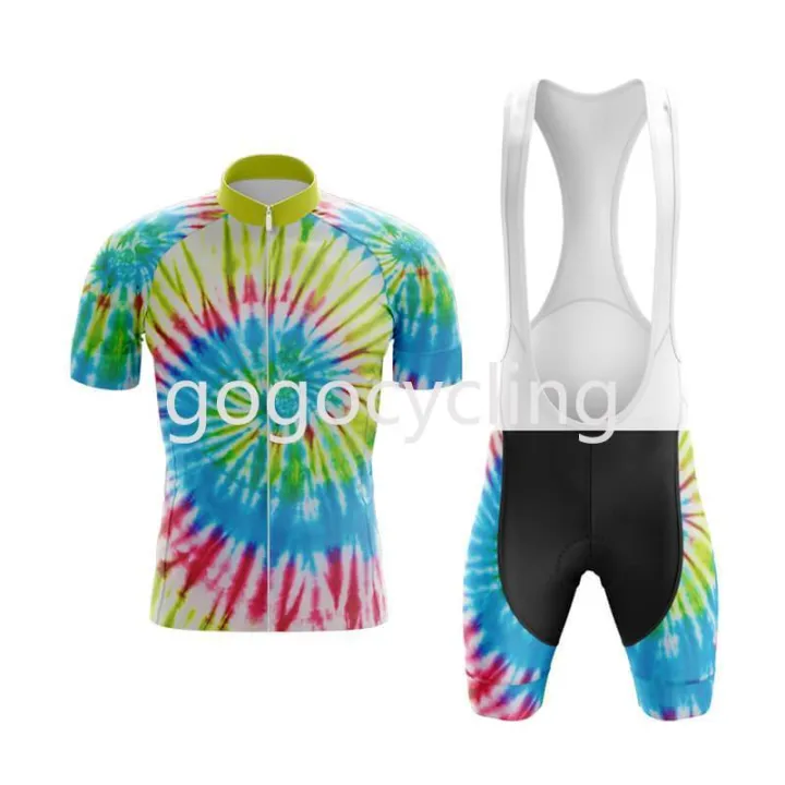 Powerband short sleeve bib shorts male 90s dye art v3 cycling kit