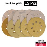 5 Inch 125mm 8 Holes Aluminium Oxide Dry Wet 60 to 1000 Grits Hook and Loop Sandpaper Sanding Disc for Metal Auto Wood