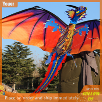 【Youer】 ขนาดใหญ่3D ไนลอน Kite Flying Dragon Kite กับ100M line Family outdoor Sports Toy