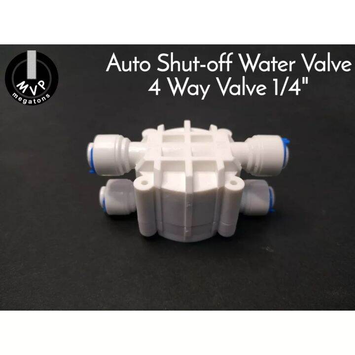 Auto Shut Off Water Valve Reverse Osmosis Quick Connect 1/4" 4 Way