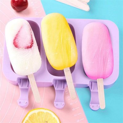 Cute Cartoon Ice Cream Mold Silicone Food Safe Popsicle Reusable DIY Ice Cube Tools Tray Dessert Mould With Lids and Sticks Ice Maker Ice Cream Moulds