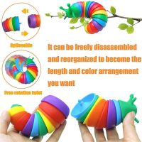 Funny Fidget Slugs Articulated Sensory Slug Toy Realistic Worm Caterpillar Fidget Toys for Kids Adults ADHD Autism Stress Relief