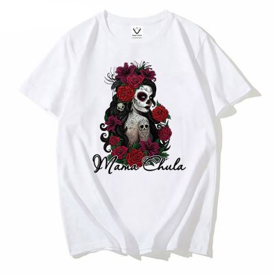 Novelty Design Vintage MenS Tshirt Mama Chula Latina Mom Print Essential T-Shirt Skull Design T Shirts Men Tops Tees Casual