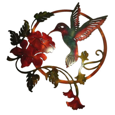 Statue Metal Art Living Room Gift Durable Flower Hollow Design Hanging Ornament Garden Round Hummingbird Home Indoor Outdoor Bird Shape Wall Decoration