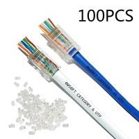 100Pcs Crystal Network Cable Connector RJ45 Pass Through End Open Cat5E Cat5 Cat6 Modular Plug Copper Network Connected Head