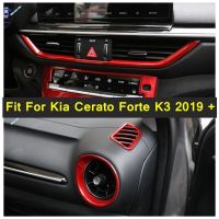 ปลอกเบรคช่องระบายอากาศเครื่องปรับอากาศเครื่องปรับอากาศสำหรับ Kia Cerato Forte K3 2019-2022สีแดง/รถคาร์บอนไฟเบอร์อุปกรณ์ตกแต่งภายใน