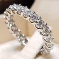 2Pcsset Luxury Crystal Zircon Wedding Rings For Women Charm Silver Color Shiny Engagement Rings Set Jewelry Accessories Gifts