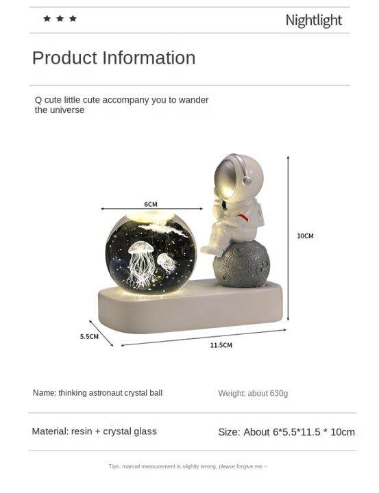 chuangqi-นักบินอวกาศดาวขนาดเล็กเดินของขวัญสำหรับคนรักไฟกลางคืนวันหยุดมีความสุขคริสตัลส่องสว่างเครื่องประดับ-gifits