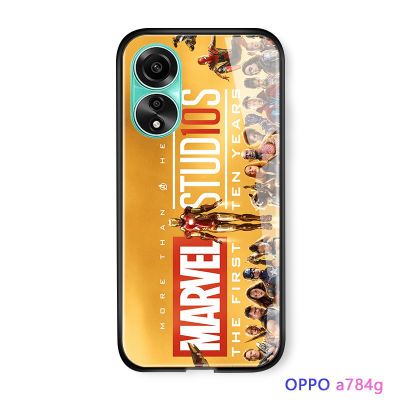 GGK สำหรับ OPPO A78 4G เคสโทรศัพท์ Marvl คลาสสิกสำหรับเด็กชายสตูดิโอโลโก้สิบปีแรกเคสมันวาวกระจกเทมเปอร์ฝาหลังปลอก