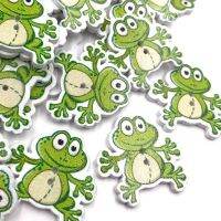 10/50/100pcs DIY Frog Pattern Wooden Buttons Fit Sewing and Scrapbook 2 Hole 29mm WB403