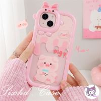 Realme 10 C31 C12 C30 C25Y C21Y C20 9I C11 C21 5I 3D 7I 6I 5S 5 Narzo C35 Prime มอนสเตอร์ขนาดเล็กเคสศัพท์คู่น่ารักหมูสีชมพูศัพท์ปกอ่อน Sixhd เคส Ph