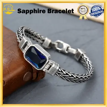 Blue Sapphire Bracelet - Princess 11.88 Ct. - Platinum 950 #J7765