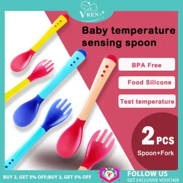 1set/2pcs Silicone Training Spoons For Baby Learning To Eat With  Self-feeding Spoon For Children, Soft Spoons And Forks For Baby Led Weaning,  Cutlery And Utensils Set