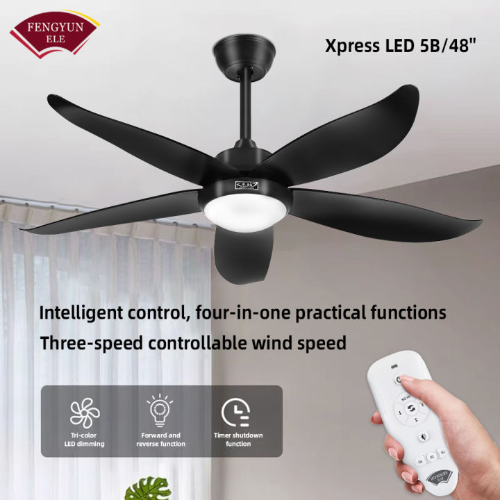 Fengyun Ceiling Fan Light With Remote Control 48 Inch Three Speed Ac