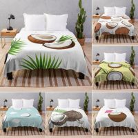 New Style Coconut Fresh Fruit Flannel Throw Blanket Super Soft Blanket for Sofa Bed Couch Travel King Queen Full Size Lightweight Warm