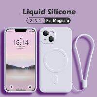 เคสซิลิโคนสายรัดข้อมือสำหรับ iPhone 11 12 13 14 Pro Max Plus Xs Max XR X Magsafe ฝาครอบชาร์จไร้สาย