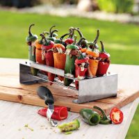 Stainless Steel Chili Pepper Roasting Rack Jalapeno Grill Rack and Corer Set Barbecue for Cook Chili Chicken Legs Wings BBQ Tool