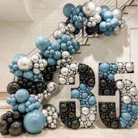 【Affordable variety of balloons】164Pcs Sea Blue บอลลูนโลหะ Sliver ลูกโป่งสีดำ Garland Kit Happy 30th 40th 50th วันเกิด Globos Baby Shower ตกแต่ง