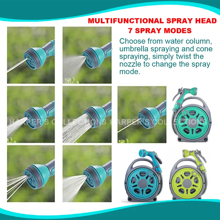 Harper's Collections - Garden Hose with Reel Retractable Garden Hose with 7  Spray Modes 10 Meters Hose