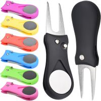 “：】、‘ 1Pcs Foldable Golf Divot Repair Tool Switchblade Pitch Groove Cleaner Golf Pitchfork With 25Mm Golf Marker Drop Ship