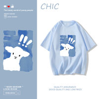 CHIC ผ้าฝ้ายแท้ โพรบแกะเสื้อยืดแขนสั้นพิมพ์ลายการ์ตูน สไตล์สบาย ๆ T0570