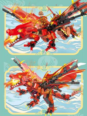 Phantom Ninja Dragon Series Kais Golden Flame Flying Dragon Boy Assembled Assemble Assembled Chinese Building Blocks Childrens Toys 【AUG】
