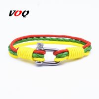 2018 Flag Bracelet Jewelry Stainless Steel Bolt Buckle Survival Bracelet Men Rock Climbing Parachute Rope with Leather Bracelet