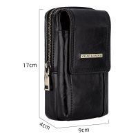 VIETAO Universal Portable Large Capacity Leather Mobile Phone Sport Belt Waist Bag Black Brown Purse Wallet For Men