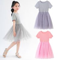 Summer Tees Dress Orange Lace Mesh Star Sequins Dresses for Girls Parti Wedding Wears Vestidos Child Girl Princess Fairy Dress  by Hs2023