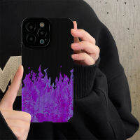 เคสโทรศัพท์แบบเปลวไฟสีน้ำเงินสำหรับ iPhone 14/13/12/11 Pro Max 12 13 Mini 6 6S 7 8 Plus X XR XS Max เคสด้านหลังแบบนิ่มกันกระแทกแฟชั่นที่สร้างสรรค์ฝาครอบโทรศัพท์พร้อมเลนส์กล้องคลุมทั้งหมดฝาครอบป้องกันบล็อกประกบครั่ง