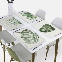 【LZ】☽✳▧  Green Leaf Decoration Table Mats Cloth Napkin Wedding 43x32Cm Table Napkins Banana Leaf Linen Print Serviette Home Table Napkin