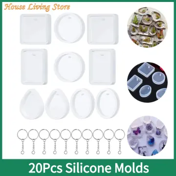 Cheap 20Pcs/Set DIY Keychain Pendant Casting Silicone Mould Kit with  Keyrings Art Crafts Making Tools Crystal Epoxy Resin Mold