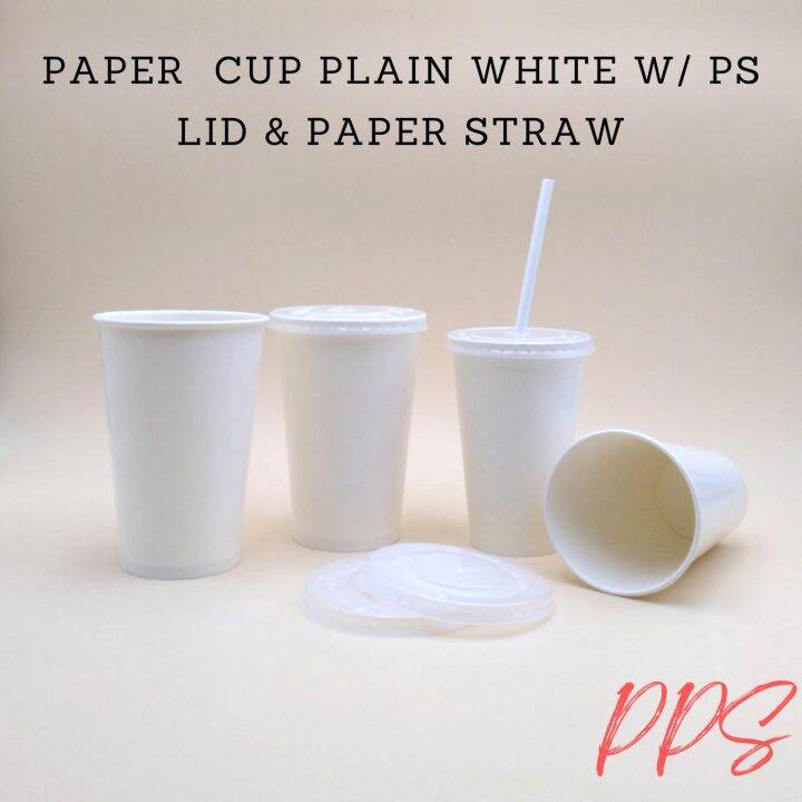 Cold Drink Cup with PS Lid with Paper Straw 6mmX197mm 100sets (12oz ...
