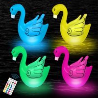 ☾ Flamingo Solar Pool Lights New Floating Pool Lights Remote Inflatable Waterproof LED Lights Outdoor Swimming Pool Party Wedding