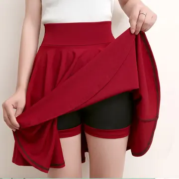 Women's Basic Versatile Stretchy Flared Casual Mini Skater Skirt Red Black  Green Blue Short Skirt Plus Size 3XL-Black