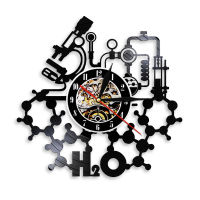 Chemistry Experiments Wall Clock Science Laboratory Decoration Periodical Elements Table Wall Art Retro Vinyl Record Wall Clock