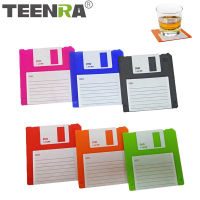 TEENRA 6Pcs Non-slip Silicone Disk Coaster R Floppy Disk Cup Mat Silicone Drink Coaster Creative Office Tea Table Mat