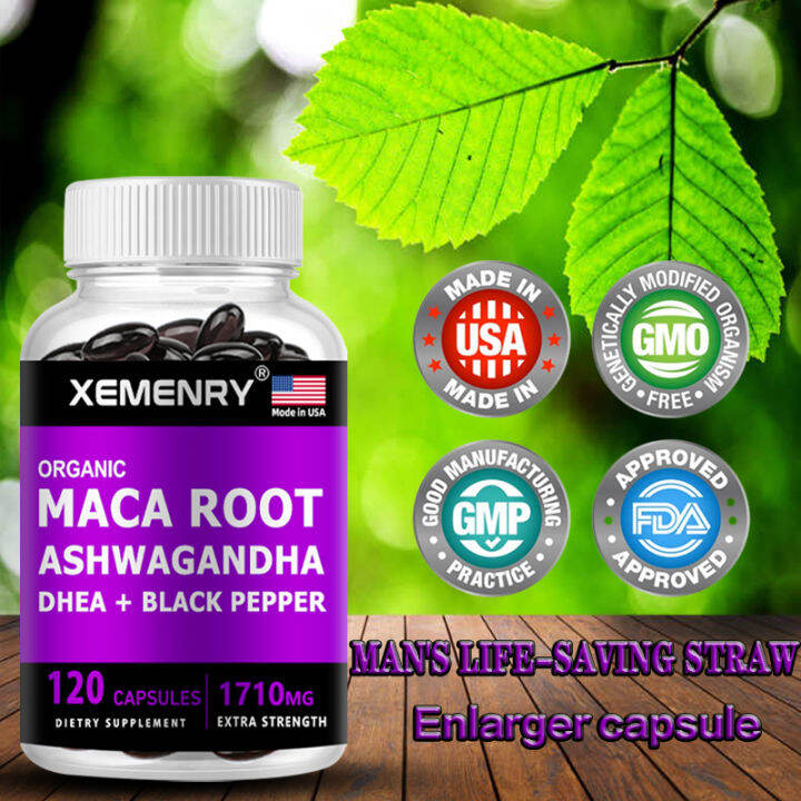 Organic Maca Root and Ashwagandha Supplement with DHEA and Black Pepper